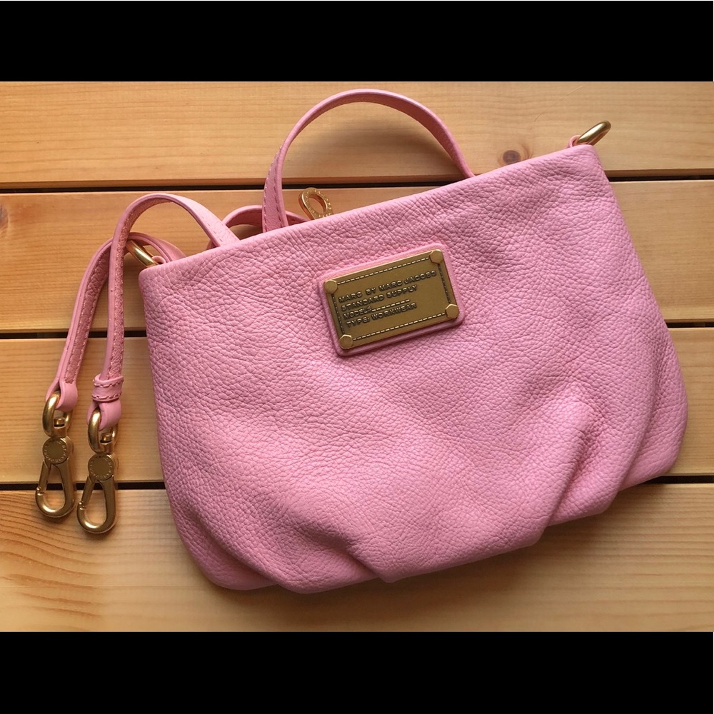 mbmj pink leather crossbody bag